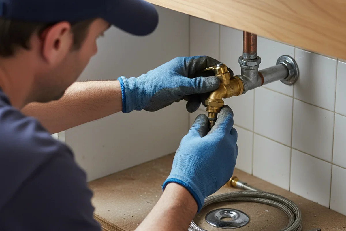Shutoff valve and fitting work during Emergency Plumbing in Grimes